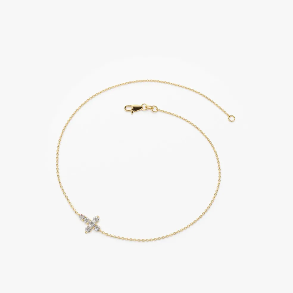 14K Gold Diamond Cross Bracelet