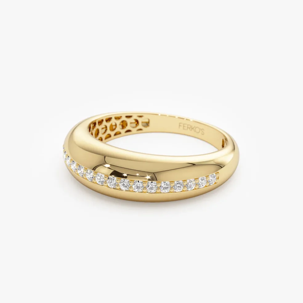 14k Gold Diamond Dome Balloon Ring