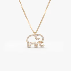 14K Gold Diamond Elephant Charm Necklace