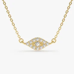 14K Gold Diamond Evil Eye Necklace
