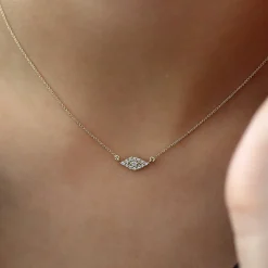 14K Gold Diamond Evil Eye Necklace