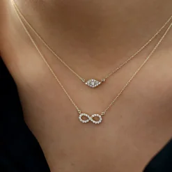14K Gold Diamond Evil Eye Necklace