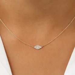 14K Gold Diamond Evil Eye Necklace