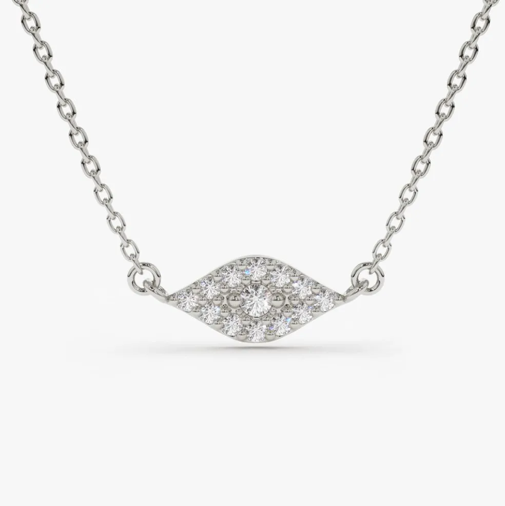 14K Gold Diamond Evil Eye Necklace