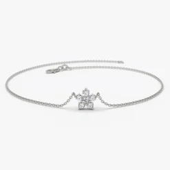 14K Gold Diamond Flower Charm Bracelet