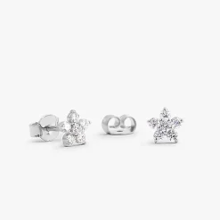 14K Gold Diamond Flower Earrings