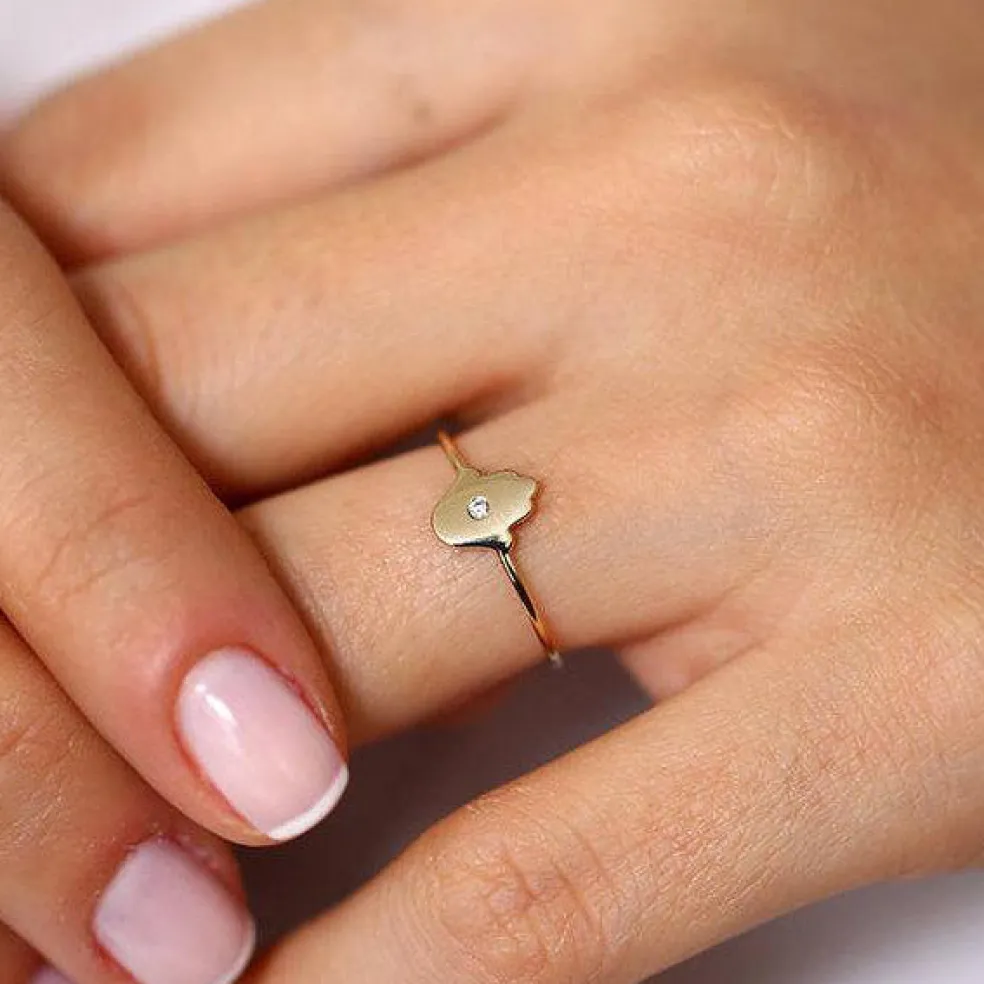 14K Gold Diamond Hamsa Ring