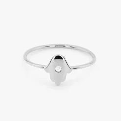 14K Gold Diamond Hamsa Ring
