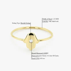 14K Gold Diamond Hamsa Ring