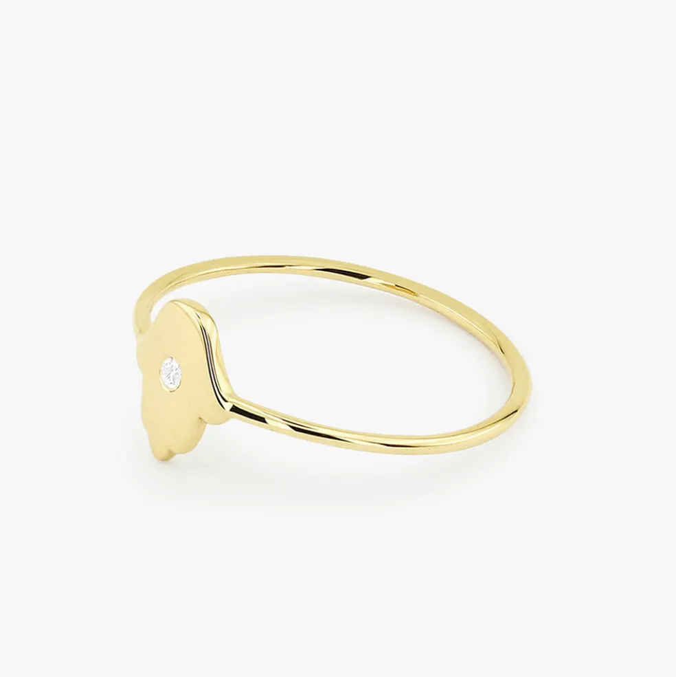 14K Gold Diamond Hamsa Ring