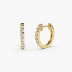 14K Gold Diamond Hoop Earrings