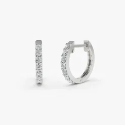 14K Gold Diamond Hoop Earrings