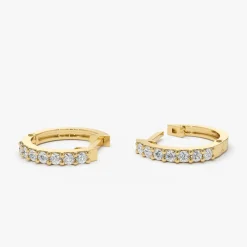 14K Gold Diamond Hoop Earrings