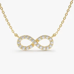 14K Gold Diamond Infinity Necklace