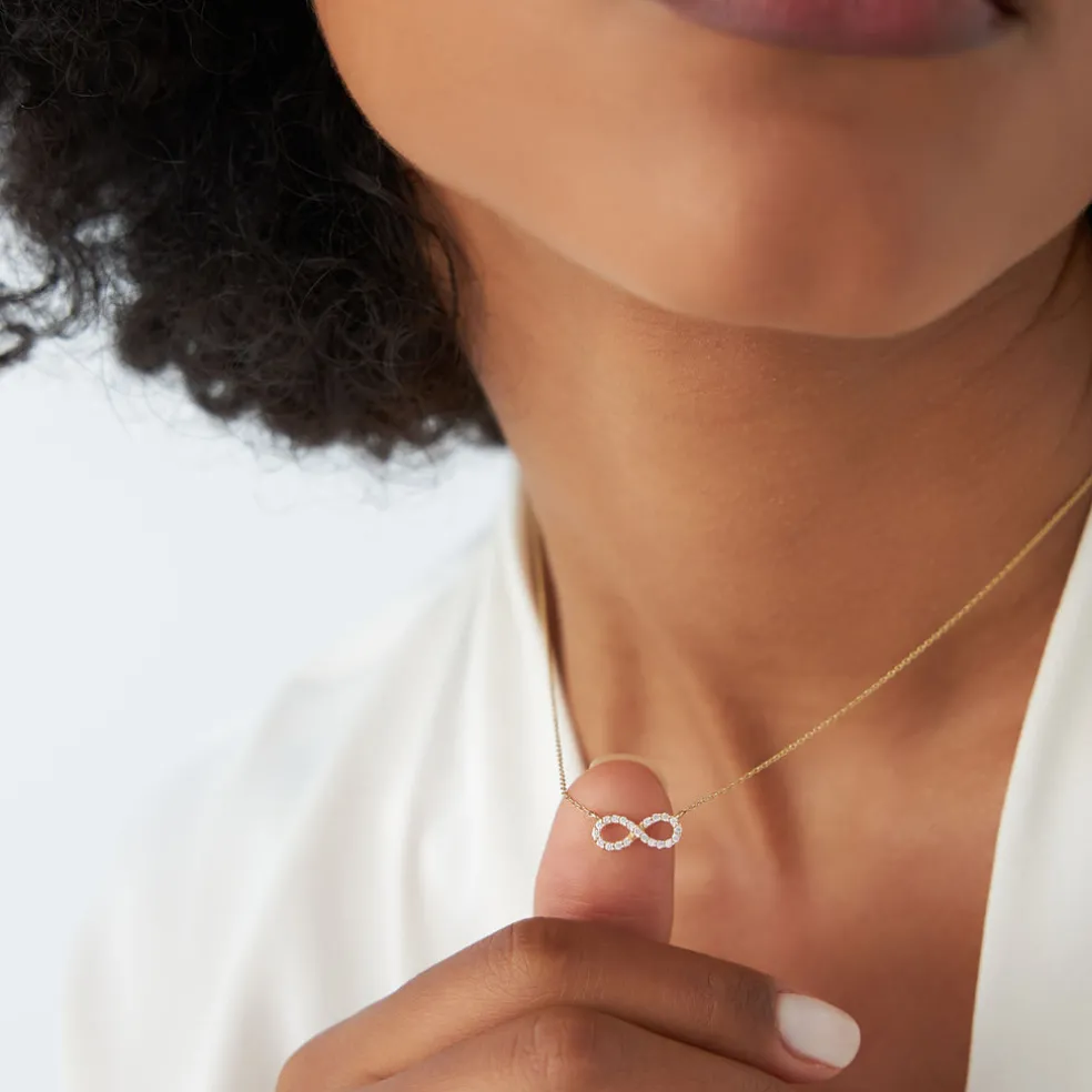 14K Gold Diamond Infinity Necklace