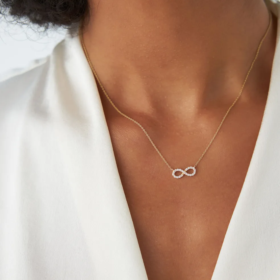 14K Gold Diamond Infinity Necklace