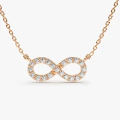 14K Gold Diamond Infinity Necklace