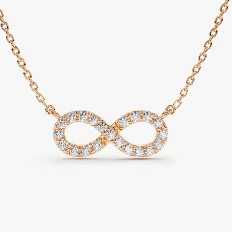 14K Gold Diamond Infinity Necklace