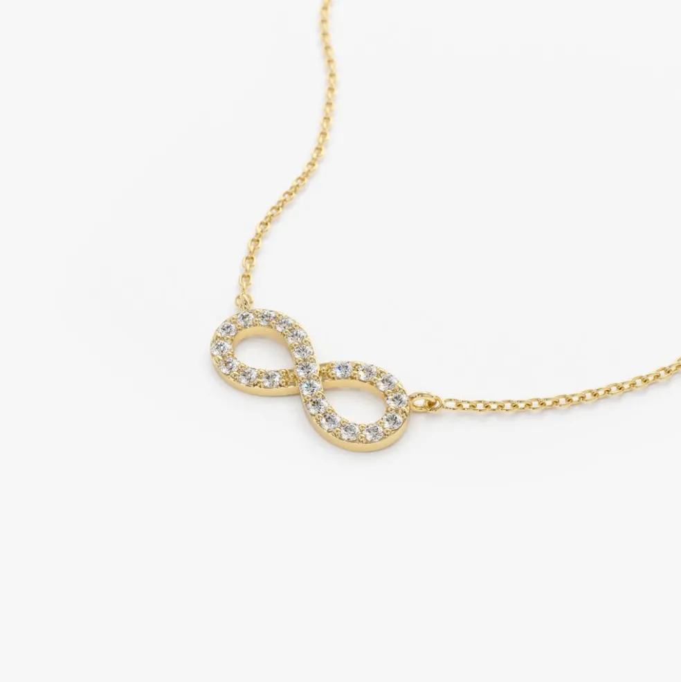 14K Gold Diamond Infinity Necklace