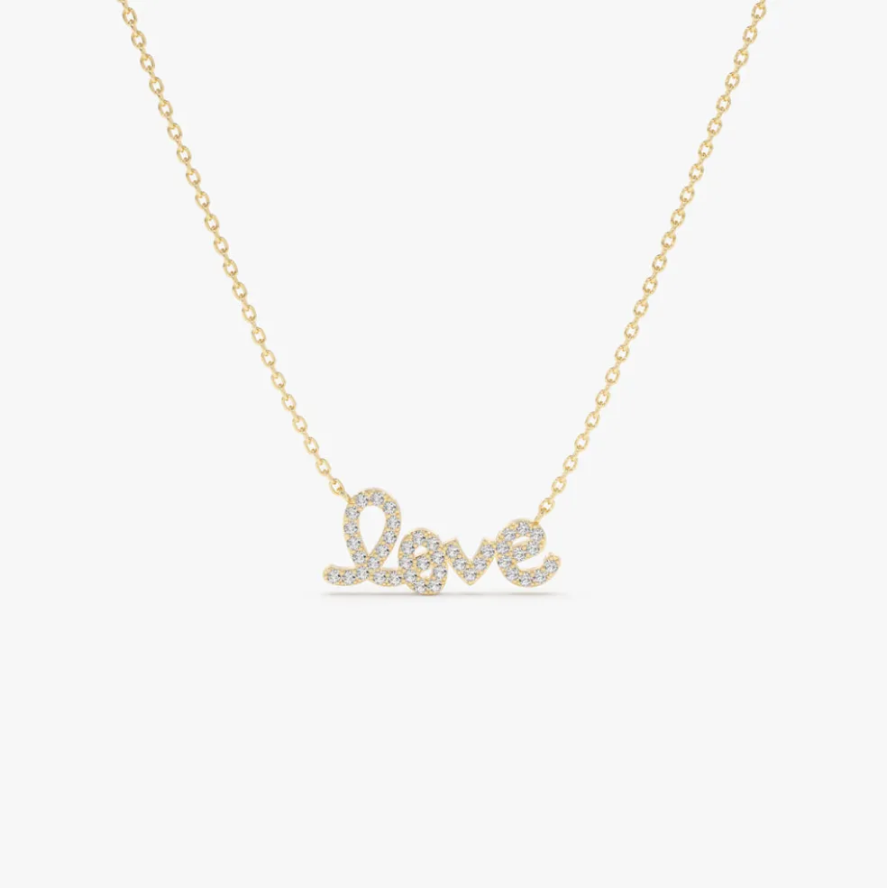14k Gold Diamond Love Necklace