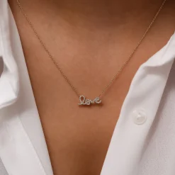 14k Gold Diamond Love Necklace
