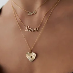14k Gold Diamond Love Necklace