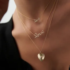 14k Gold Diamond Love Necklace
