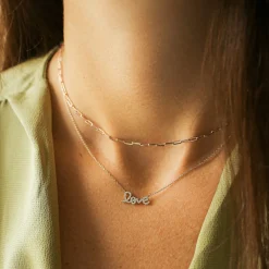 14k Gold Diamond Love Necklace