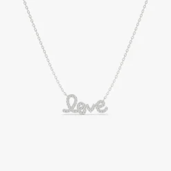 14k Gold Diamond Love Necklace