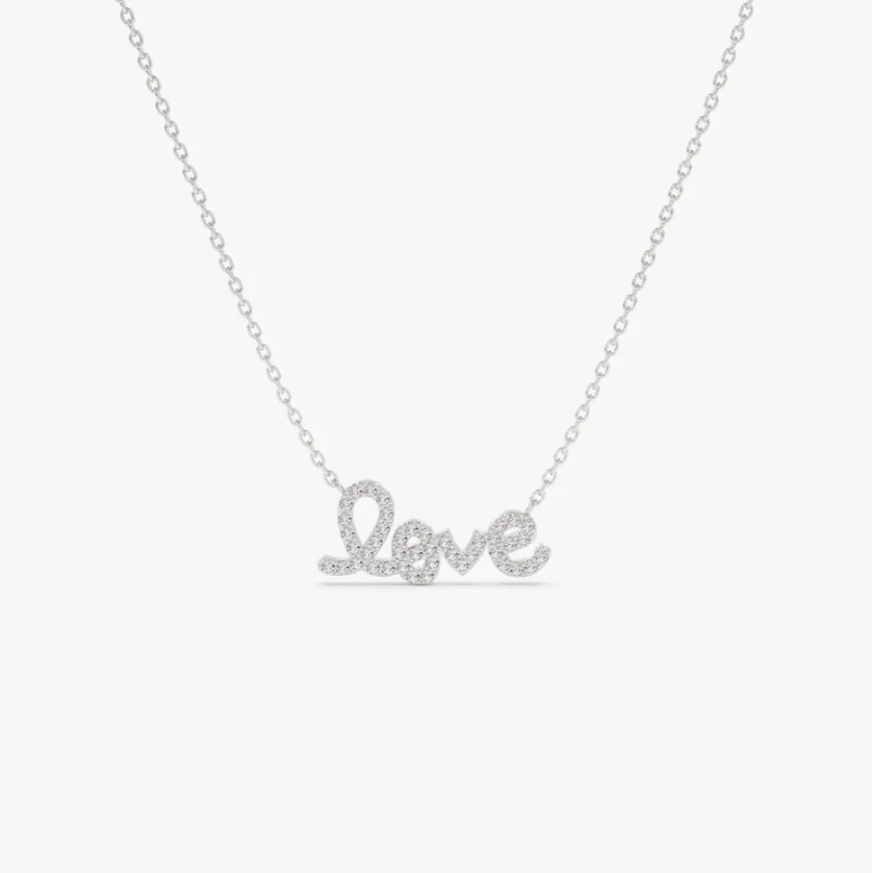 14k Gold Diamond Love Necklace
