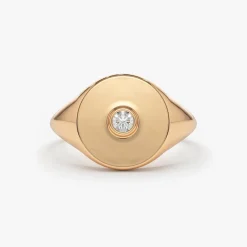 14K Gold Diamond Pinky Signet Ring