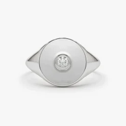 14K Gold Diamond Pinky Signet Ring