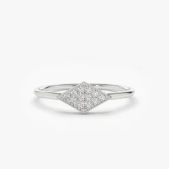 14K Gold Diamond Shape Micro Pave Ring