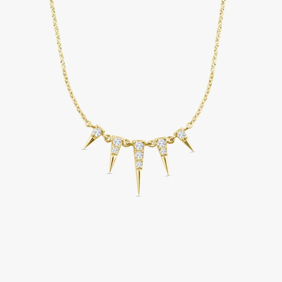 14K Gold Diamond Spike Necklace