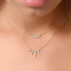 14K Gold Diamond Spike Necklace