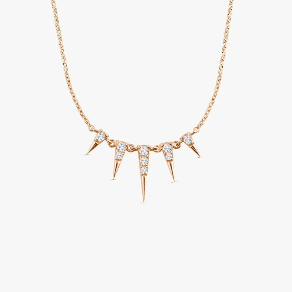 14K Gold Diamond Spike Necklace