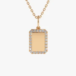 14K Gold Diamond Tag Initial Necklace