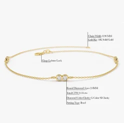 14K Gold Double Diamond Station Bracelet