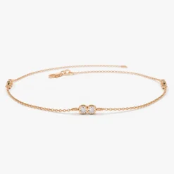 14K Gold Double Diamond Station Bracelet