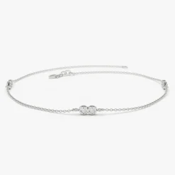 14K Gold Double Diamond Station Bracelet