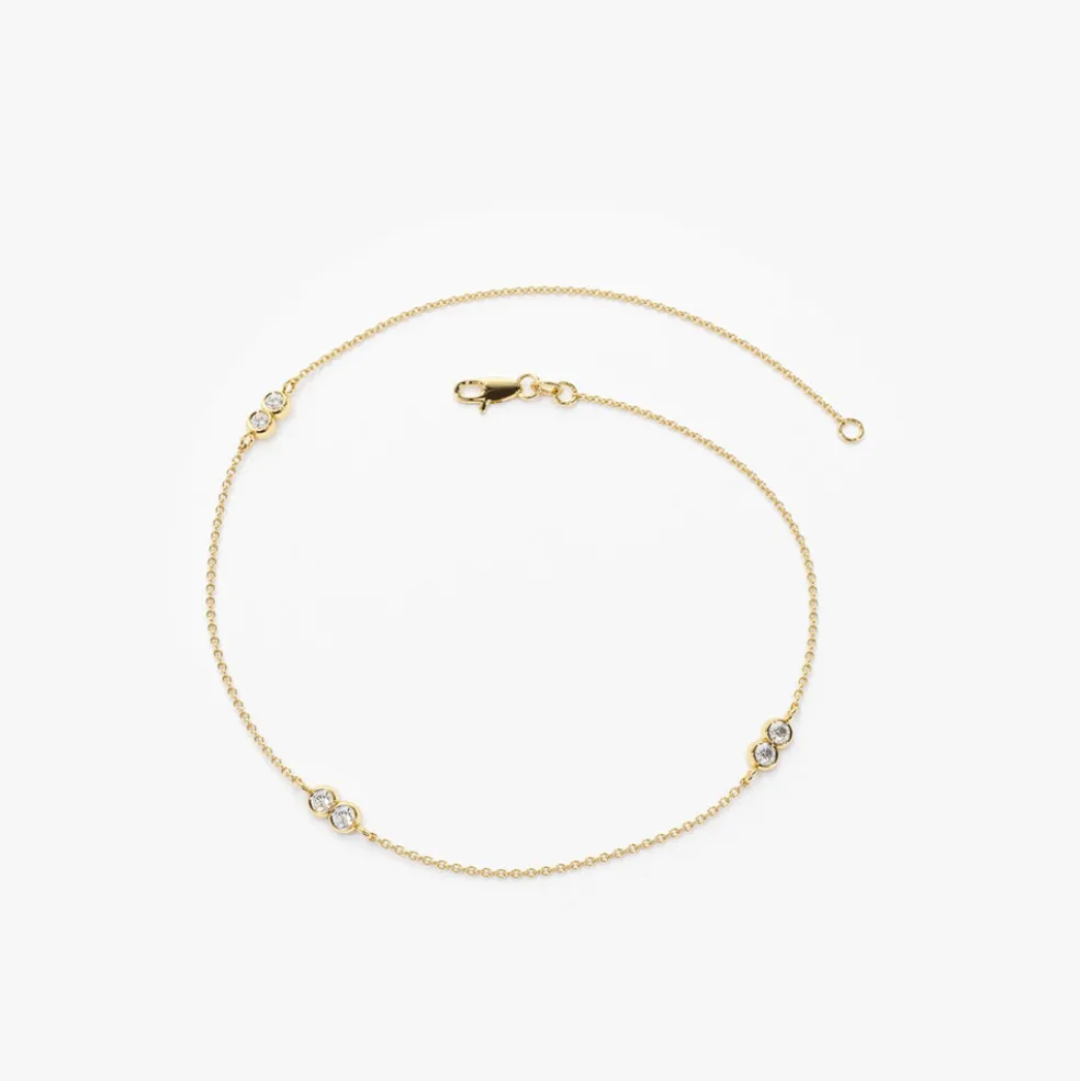 14K Gold Double Diamond Station Bracelet