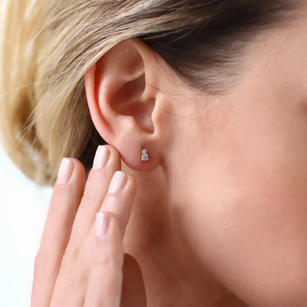 14K Gold Double Diamond Studs