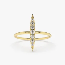14K Gold Elongated Micro Pave Diamond Ring