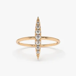 14K Gold Elongated Micro Pave Diamond Ring