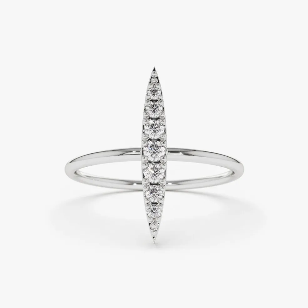 14K Gold Elongated Micro Pave Diamond Ring
