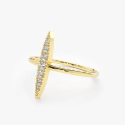 14K Gold Elongated Micro Pave Diamond Ring