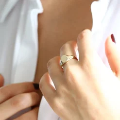 14K Gold Engravable Oval Signet Ring