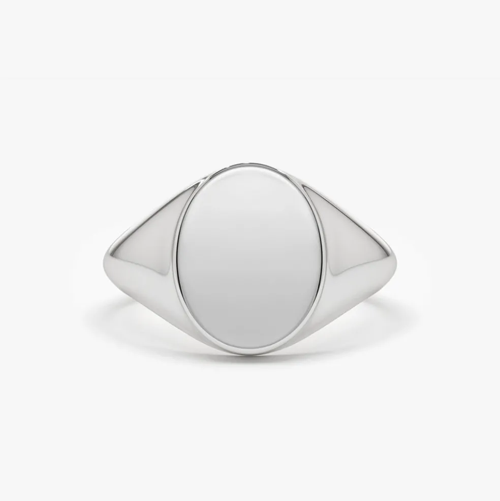 14K Gold Engravable Oval Signet Ring