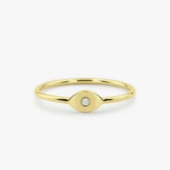 14K Gold Evil Eye Diamond Ring