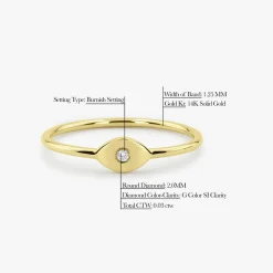 14K Gold Evil Eye Diamond Ring